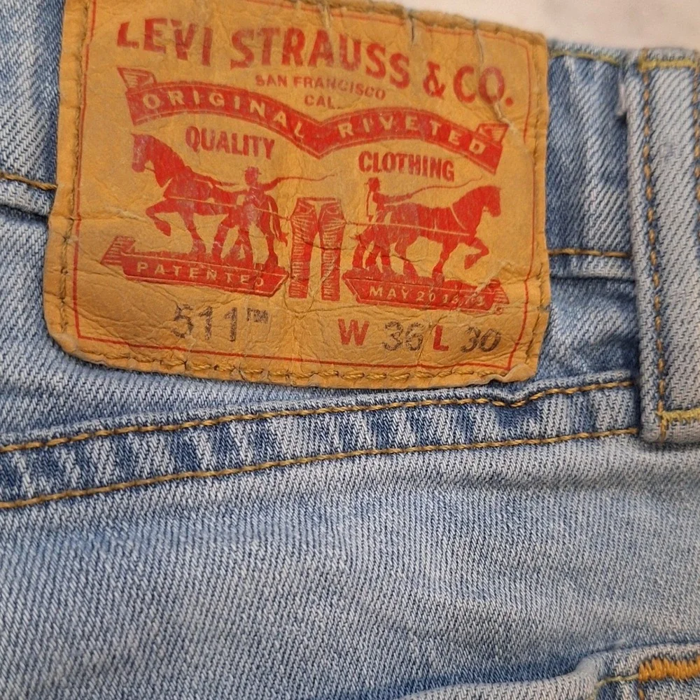 Levi's 511 Slim Fit Jeans Mens 36x30 (28) Blue LtWash Denim Casual Classic Pants